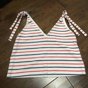 Zara Stripped Knot Strap Tie Crop Top